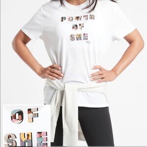Athleta NWT Power of She Daily Relaxed Artist Graphic Tee T-Shirt Size Large